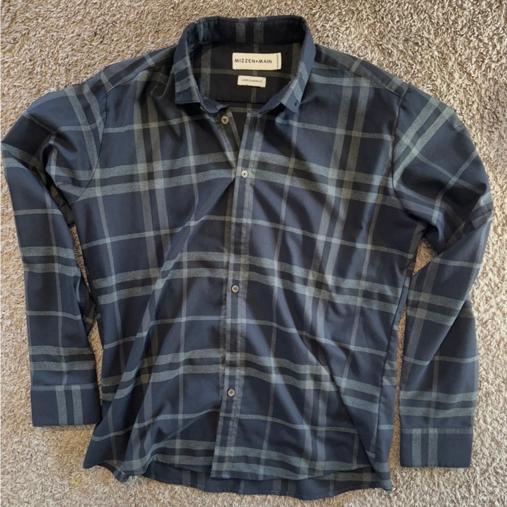 Mizzen+Main Navy and Light Blue Checkered Shirt